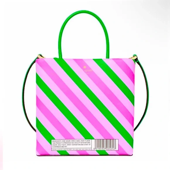 NWT Kate Spade Candy Treat Yourself Mini Crossbody Tote- Pink and Green Stripes - Picture 6 of 10
